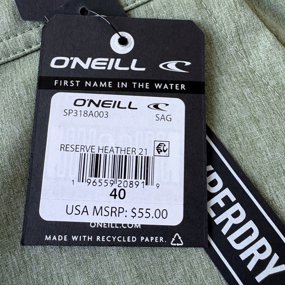 O’Neill Relaxed fit Sage green Size 40 Stretch Men’s shorts Beach Vacation Surf - Picture 9 of 9